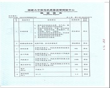 國家大中型電機(jī)質(zhì)量監(jiān)督檢驗中心檢驗報告